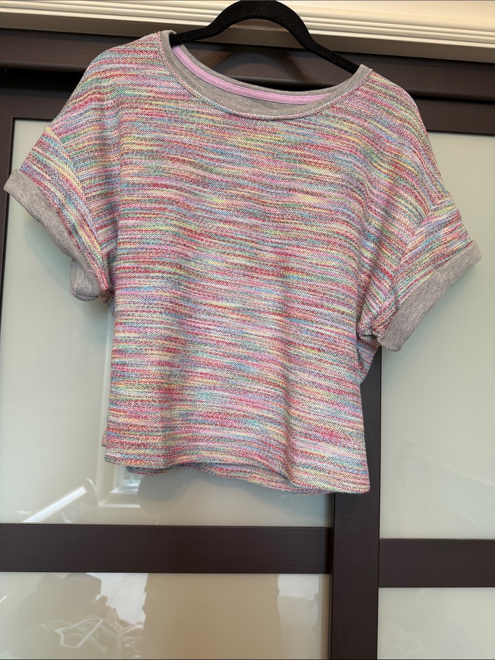 Anthropologie Multicolor Pastel Knit Crop Top